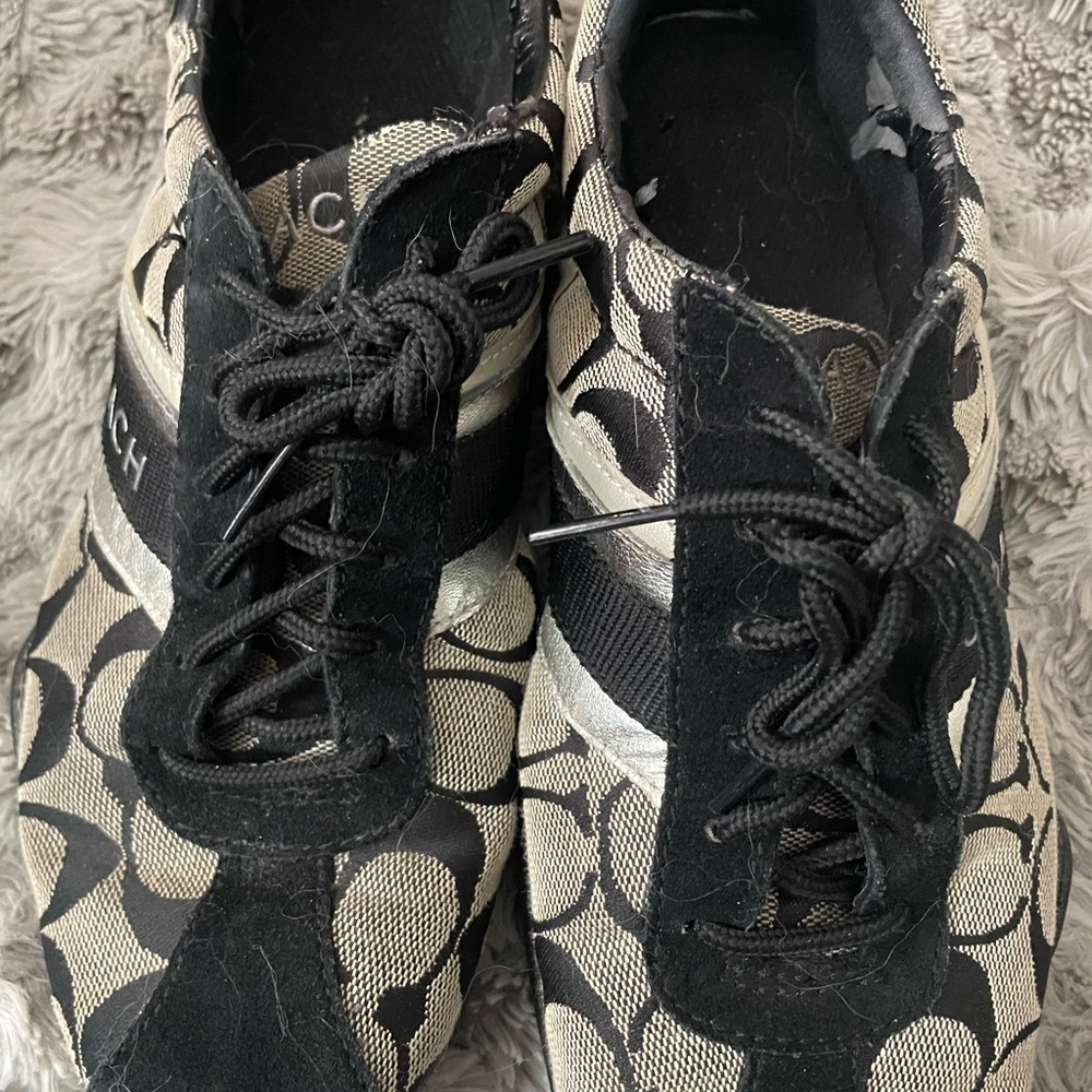 Coach Monogram Black and Cream Lace-Up Shoes